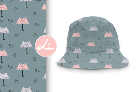 Download Cute Kitty Umbrella Seamless Pattern - Kitty Collection