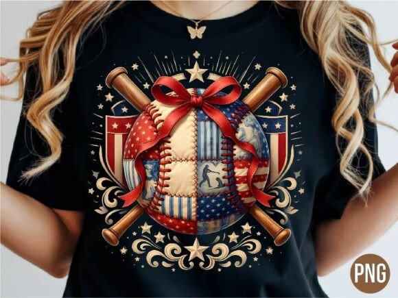 Download Patriotic Patchwork Baseball Bow PNG - Baseball bow Collection