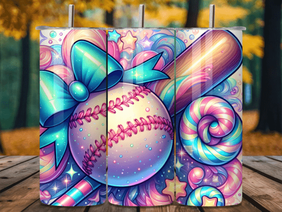 Download Sweet Candy Pastel Baseball Bow Tumbler - Baseball bow Collection