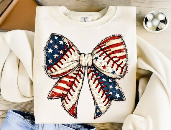 Download USA Flag Baseball Bow Sublimation Design - Baseball bow Collection
