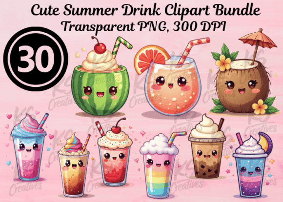 Download Cute Summer Drink Clipart Bundle - Cute summer Collection