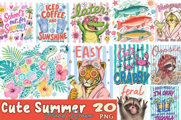 Download Cute Summer Hand Drawn Bundle - Cute summer Collection