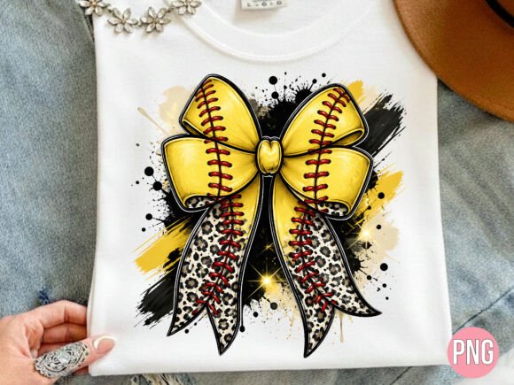 Download Leopard Baseball Bow Art PNG Shirt - Baseball bow Collection