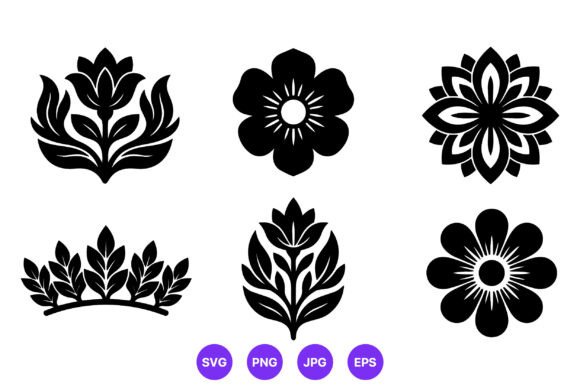 Download Black White Floral Ornaments Six Designs - Black white floral ornaments Collection