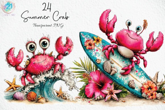 Download Cute Summer Crab Clipart PNG - Cute summer Collection