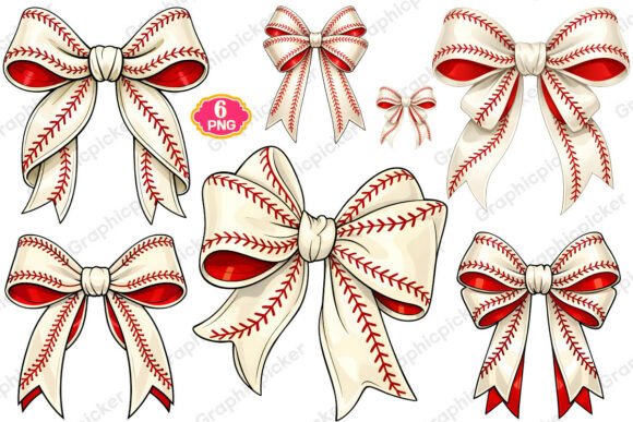 Download Coquette Baseball Bow PNG Bundle, Bow - Baseball bow Collection