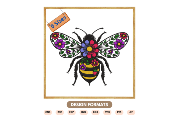 Download Floral Bee Embroidery Design - Floral bee Collection