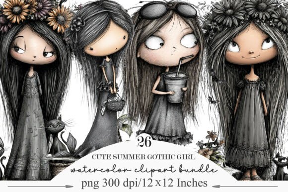 Download Cute Summer Gothic Girl Clipart - Cute summer Collection
