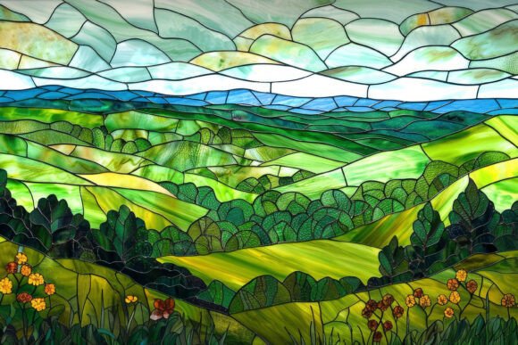 Download Stained Glass Greenery Background Wallpa - Greenery background Collection
