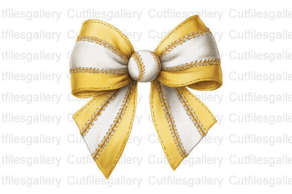 Download Yellow White Stitch Baseball Bow PNG - Baseball bow Collection