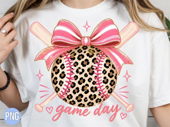 Download Game Day Leopard Baseball Bow PNG Shirt - Baseball bow Collection
