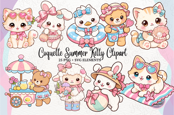 Download Coquette Summer Kitty Clipart - Kitty Collection