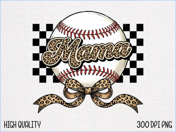 Download Leopard Print Mama Baseball Bow PNG - Baseball bow Collection